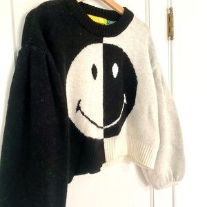 FARM Rio x Smiley Collection Smiley Icon Pullover Crop Sweater, Sz M